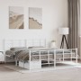 Metal bed frame with headboard and white footboard 180x200 cm by , Beds and slatted bases - Ref: Foro24-355632, Price: 111,83...