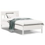 White pine wood bed frame with headboard 90x200 cm by , Beds and slatted bases - Ref: Foro24-842659, Price: 89,56 €, Discount: %