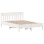 Bed frame with white pine wood headboard 120x190 cm by , Beds and slatted bases - Ref: Foro24-842671, Price: 117,99 €, Discou...