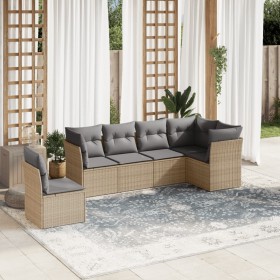 Gartensofa-Set mit Kissen, 6-teilig, beiges synthetisches Rattan von , Gartensets - Ref: Foro24-3249538, Preis: 406,00 €, Rab...