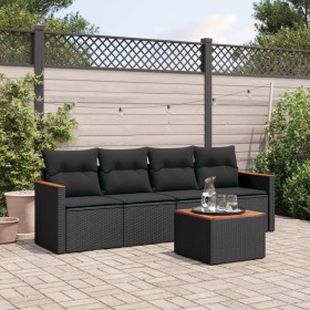 5-teiliges Gartenmöbel-Set und schwarze synthetische Rattankissen von , Gartensets - Ref: Foro24-3258177, Preis: 340,99 €, Ra...