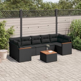 8-teiliges Gartensofa-Set und schwarze synthetische Rattankissen von , Gartensets - Ref: Foro24-3258212, Preis: 554,85 €, Rab...