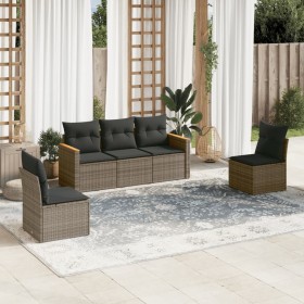 Gartensofa-Set mit Kissen, 5-teilig, graues synthetisches Rattan von , Gartensets - Ref: Foro24-3258252, Preis: 316,79 €, Rab...