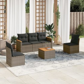 6-piece garden furniture set and gray synthetic rattan cushions by , Garden sets - Ref: Foro24-3258259, Price: 357,41 €, Disc...