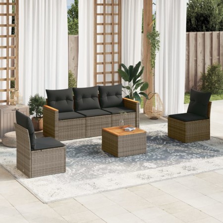 6-piece garden furniture set and gray synthetic rattan cushions by , Garden sets - Ref: Foro24-3258259, Price: 358,00 €, Disc...