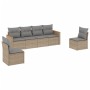 Garden sofa set with cushions 6 pieces beige synthetic rattan by , Garden sets - Ref: Foro24-3258265, Price: 398,33 €, Discou...