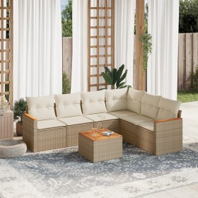 7-teiliges Gartensofa-Set und beige synthetische Rattankissen von , Gartensets - Ref: Foro24-3258411, Preis: 549,12 €, Rabatt: %