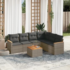 7-piece garden sofa set with gray PE rattan cushions by , Garden sets - Ref: Foro24-3258413, Price: 446,08 €, Discount: %