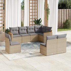 Gartensofa-Set mit beigen Kissen 8 Stück PE-Rattan von , Gartensets - Ref: Foro24-3258447, Preis: 553,99 €, Rabatt: %