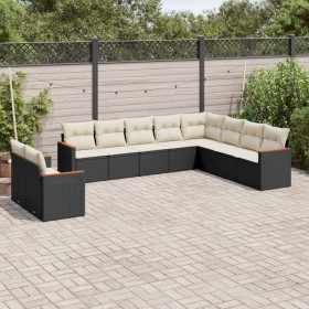 Gartensofa-Set 10-teilig mit schwarzen synthetischen Rattankissen von , Gartensets - Ref: Foro24-3258514, Preis: 627,71 €, Ra...