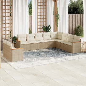 Gartensofa-Set mit beigen Kissen, 10-teilig, synthetisches Rattan von , Gartensets - Ref: Foro24-3258516, Preis: 798,18 €, Ra...