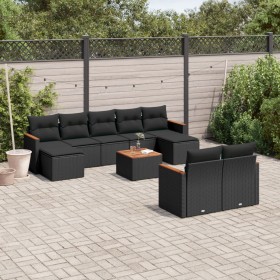 Gartensofa-Set 10-teilig mit schwarzen synthetischen Rattankissen von , Gartensets - Ref: Foro24-3258807, Preis: 660,42 €, Ra...