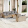 Gartensofa-Set mit beigen Kissen, 10-teilig, synthetisches Rattan von , Gartensets - Ref: Foro24-3258811, Preis: 699,07 €, Ra...