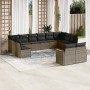 12-teiliges Gartensofa-Set mit grauen synthetischen Rattankissen von , Gartensets - Ref: Foro24-3258847, Preis: 776,43 €, Rab...