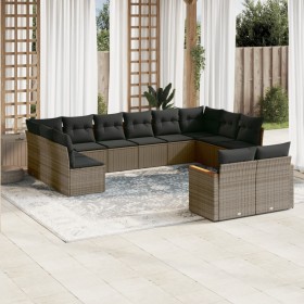 12-teiliges Gartensofa-Set mit grauen synthetischen Rattankissen von , Gartensets - Ref: Foro24-3258847, Preis: 792,50 €, Rab...