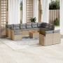 Gartensofa-Set mit Kissen, 13-teilig, beiges synthetisches Rattan von , Gartensets - Ref: Foro24-3258853, Preis: 917,29 €, Ra...