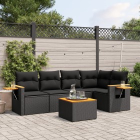 6-piece garden sofa set and black synthetic rattan cushions by , Garden sets - Ref: Foro24-3259192, Price: 424,99 €, Discount: %