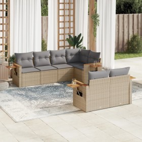 7-teiliges Gartensofa-Set und beige synthetische Rattankissen von , Gartensets - Ref: Foro24-3259385, Preis: 594,99 €, Rabatt: %