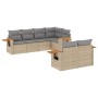 7-teiliges Gartensofa-Set und beige synthetische Rattankissen von , Gartensets - Ref: Foro24-3259385, Preis: 594,80 €, Rabatt: %