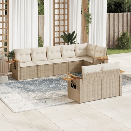 Gartensofa-Set mit beigen Kissen 8 Stück PE-Rattan von , Gartensets - Ref: Foro24-3259391, Preis: 635,99 €, Rabatt: %