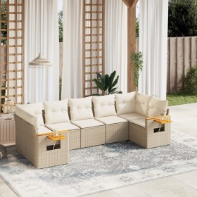 7-teiliges Gartensofa-Set und beige synthetische Rattankissen von , Gartensets - Ref: Foro24-3259510, Preis: 517,08 €, Rabatt: %