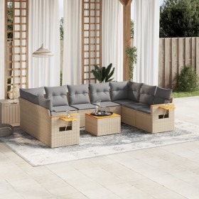 Gartensofa-Set mit beigen Kissen, 10-teilig, synthetisches Rattan von , Gartensets - Ref: Foro24-3259525, Preis: 743,58 €, Ra...