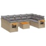 Gartensofa-Set mit beigen Kissen, 10-teilig, synthetisches Rattan von , Gartensets - Ref: Foro24-3259525, Preis: 742,76 €, Ra...