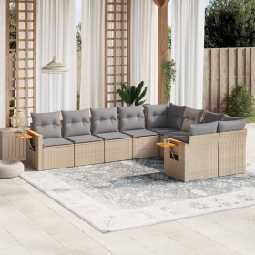 9-teiliges Gartensofa-Set mit beigen synthetischen Rattankissen von , Gartensets - Ref: Foro24-3259546, Preis: 658,99 €, Raba...