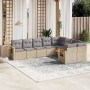 9-teiliges Gartensofa-Set mit beigen synthetischen Rattankissen von , Gartensets - Ref: Foro24-3259546, Preis: 657,91 €, Raba...