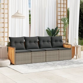 4-piece garden sofa set and gray synthetic rattan cushions by , Garden sets - Ref: Foro24-3259855, Price: 299,22 €, Discount: %