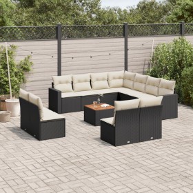 Gartensofa-Set 12-teilig mit schwarzen synthetischen Rattankissen von , Gartensets - Ref: Foro24-3224180, Preis: 684,35 €, Ra...