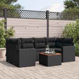 7-teiliges Garten-Essset und schwarze Kissen aus synthetischem Rattan von , Gartensets - Ref: Foro24-3224018, Preis: 428,80 €...