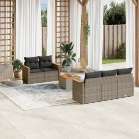 6-piece garden furniture set and gray synthetic rattan cushions by , Garden sets - Ref: Foro24-3258189, Price: 404,96 €, Disc...