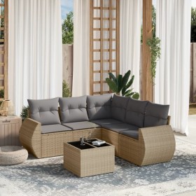 Garden sofa set with cushions 6 pieces beige synthetic rattan by , Garden sets - Ref: Foro24-3253696, Price: 487,42 €, Discou...