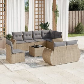 9-teiliges Gartensofa-Set mit beigen synthetischen Rattankissen von , Gartensets - Ref: Foro24-3253986, Preis: 706,69 €, Raba...