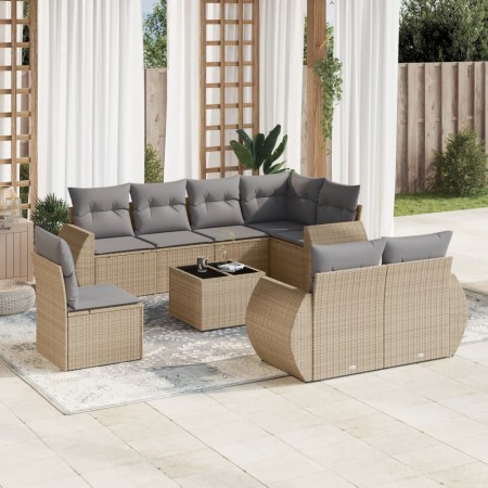 9-teiliges Gartensofa-Set mit beigen synthetischen Rattankissen von , Gartensets - Ref: Foro24-3253986, Preis: 711,03 €, Raba...