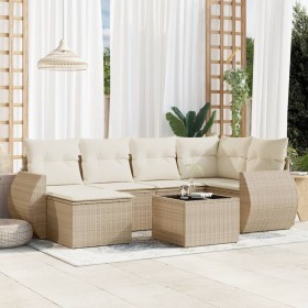 7-teiliges Gartensofa-Set und beige synthetische Rattankissen von , Gartensets - Ref: Foro24-3254005, Preis: 602,25 €, Rabatt: %