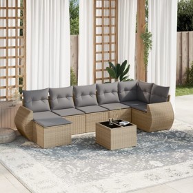 Gartensofa-Set mit beigen Kissen 8 Stück PE-Rattan von , Gartensets - Ref: Foro24-3254026, Preis: 566,41 €, Rabatt: %