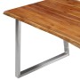 Mesa de comedor madera de acacia y acero inoxidable 160x80x75cm de vidaXL, Mesas de cocina y de comedor - Ref: Foro24-283891,...