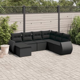 7-teiliges Garten-Essset und schwarze Kissen aus synthetischem Rattan von , Gartensets - Ref: Foro24-3254032, Preis: 473,78 €...