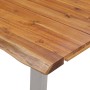 Mesa de comedor madera de acacia y acero inoxidable 160x80x75cm de vidaXL, Mesas de cocina y de comedor - Ref: Foro24-283891,...