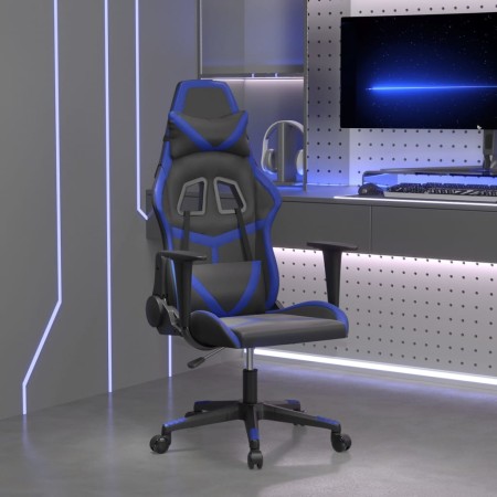 Gaming chair in black and blue synthetic leather by , Gaming chairs - Ref: Foro24-3143665, Price: 124,12 €, Discount: %