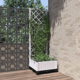 White PP trellis planter 40x40x121.5 cm by , Pots and planters - Ref: Foro24-153279, Price: 44,99 €, Discount: %