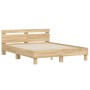 Sonoma oak engineered wood bed with headboard 140x200 cm by , Beds and slatted bases - Ref: Foro24-3207422, Price: 131,45 €, ...