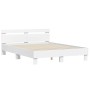 Estructura cama con cabecero madera ingeniería blanco 140x200cm de , Camas y somieres - Ref: Foro24-3207420, Precio: 122,99 €...