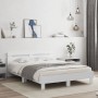 White engineered wood bed frame with headboard 140x200cm by , Beds and slatted bases - Ref: Foro24-3207420, Price: 122,89 €, ...