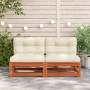 Garden corner sofa and wax brown pine wood cushions by , Modular outdoor sofas - Ref: Foro24-838082, Price: 86,99 €, Discount: %