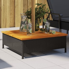 Schirmständerabdeckung aus PE-Rattan aus schwarzem Akazienholz, 70 x 70 x 25 cm von , Sonnenschirmzubehör - Ref: Foro24-36595...