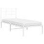 Estructura de cama de metal con cabecero blanco 75x190 cm de , Camas y somieres - Ref: Foro24-355600, Precio: 56,88 €, Descue...