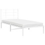 Estructura de cama de metal con cabecero blanco 90x190 cm de , Camas y somieres - Ref: Foro24-355602, Precio: 56,06 €, Descue...